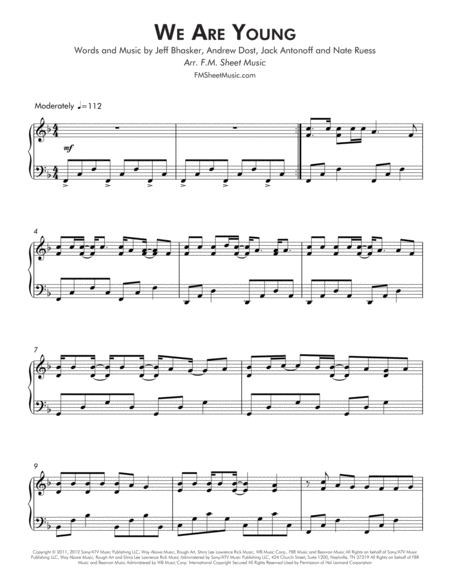 We Are Young Intermediate Piano Page 2