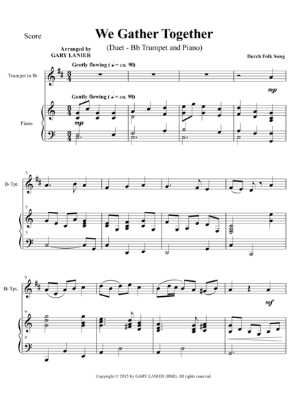 We Gather Together Duet Bb Trumpet And Piano Score And Parts Page 2