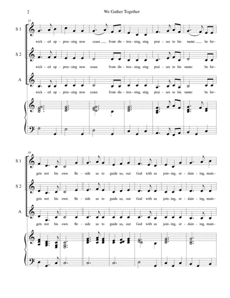 We Gather Together The Thanksgiving Hymn For Ssa Choir With Piano Accompaniment Page 2