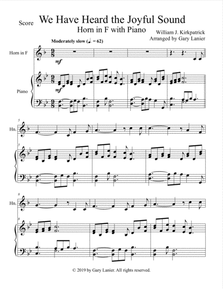 We Have Heard The Joyful Sound Horn In F With Piano Score Part Included Page 2