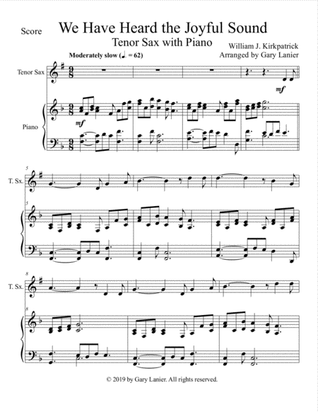 We Have Heard The Joyful Sound Tenor Sax With Piano Score Part Included Page 2