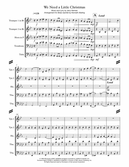 We Need A Little Christmas For Brass Quintet Page 2