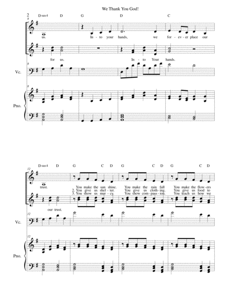 We Thank You God Ssa Vocal Trio Cello And Piano Page 2