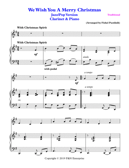 We Wish You A Merry Christmas For Clarinet And Piano Video Page 2