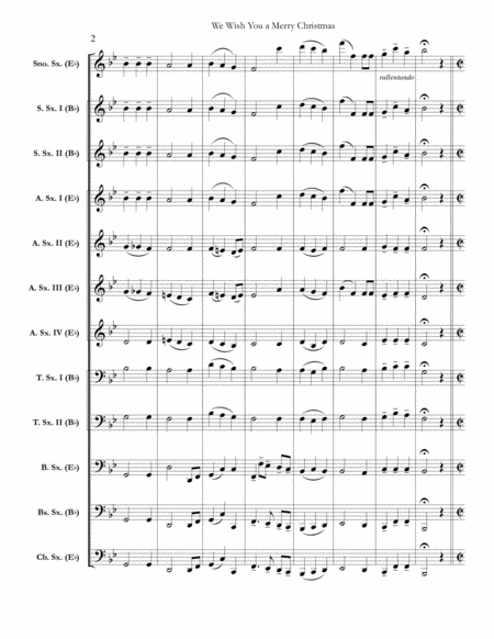 We Wish You A Merry Christmas For Saxophone Choir Full Score Set Of Parts Page 2