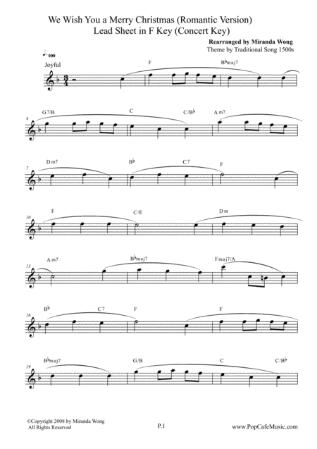 We Wish You A Merry Christmas In F Key Lead Sheet Page 2