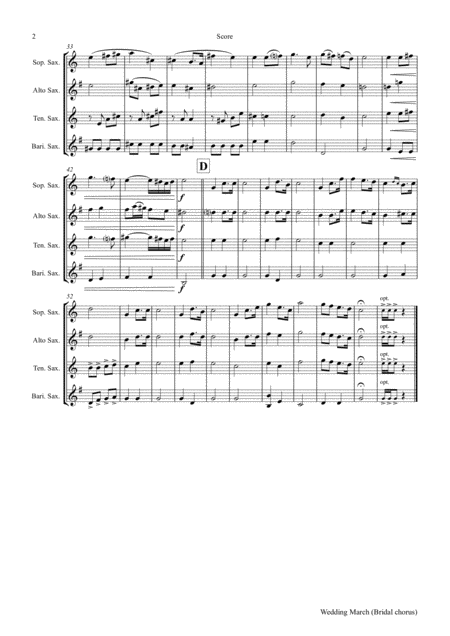 Wedding March Bridal Chorus Lohengrin Saxophone Quartet Page 2