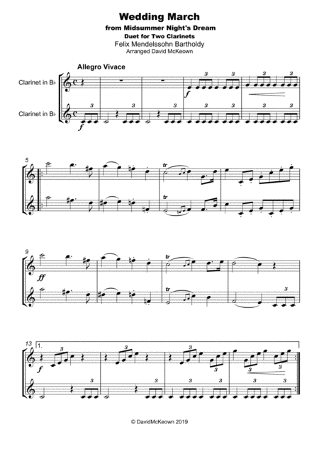 Wedding March By Mendelssohn Duet For Two Clarinets Page 2