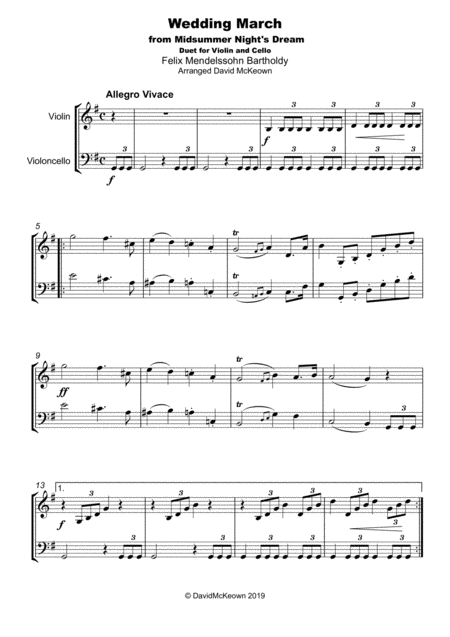 Wedding March By Mendelssohn Duet For Violin And Cello Page 2