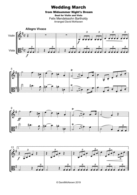 Wedding March By Mendelssohn Duet For Violin And Viola Page 2