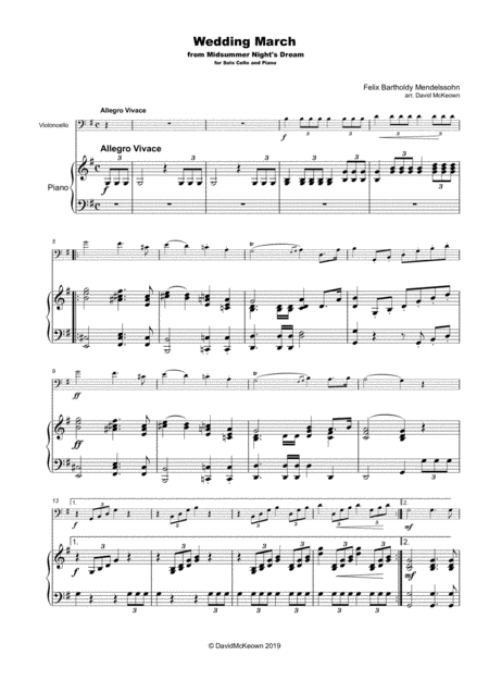 Wedding March By Mendelssohn For Solo Cello And Piano Page 2