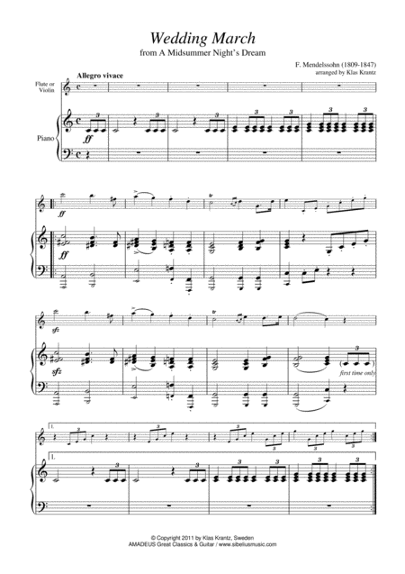 Wedding March For Flute Or Violin And Easy Piano Page 2