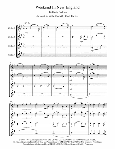 Weekend In New England For Violin Quartet Page 2