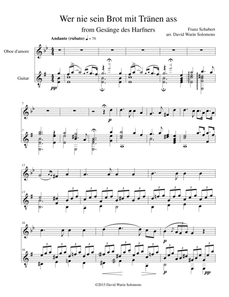 Wer Nie Sein Brot Mit Trnen Ass From Gesnge Des Harfners Arranged For Oboe D Amore And Guitar Page 2