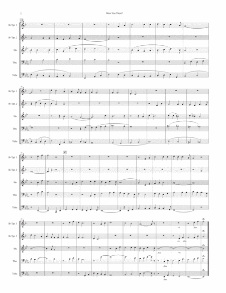 Were You There When They Crucified My Lord For Brass Quintet Page 2