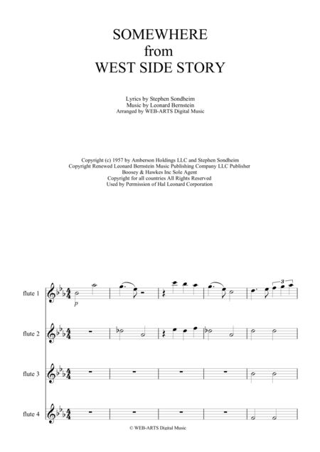 West Side Story Somewhere For 4 Flutes Page 2