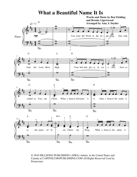 What A Beautiful Name Early Intermediate Piano Solo Page 2