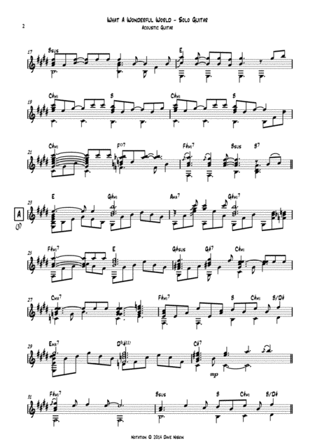 What A Wonderful World Dave Niskin Solo Guitar Arrangement Page 2