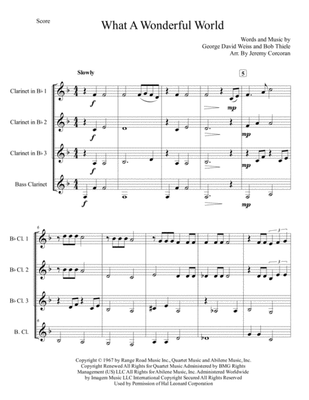 What A Wonderful World For Clarinet Quartet Page 2