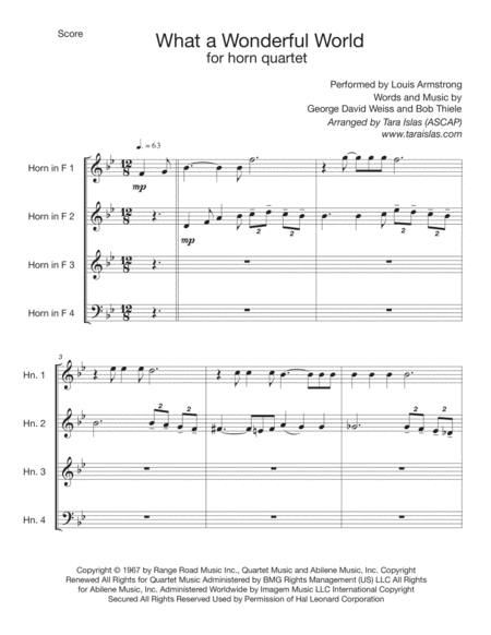 What A Wonderful World For Horn Quartet Page 2