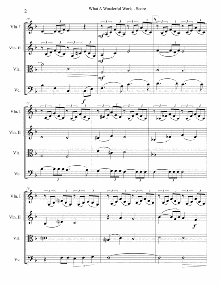 What A Wonderful World For String Quartet Page 2