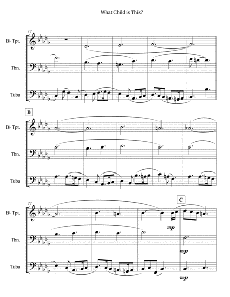 What Child Is This For Brass Trio Trumpet Trombone Tuba Page 2