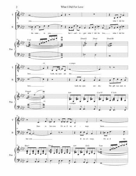 What I Did For Love Duet For Tenor And Bass Solo Page 2