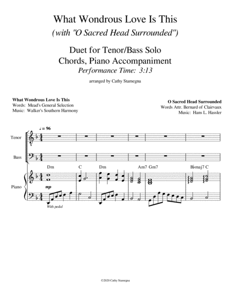 What Wondrous Love Is This With O Sacred Head Surrounded Duet For Tenor Bass Solo Chords Piano Accompaniment Page 2