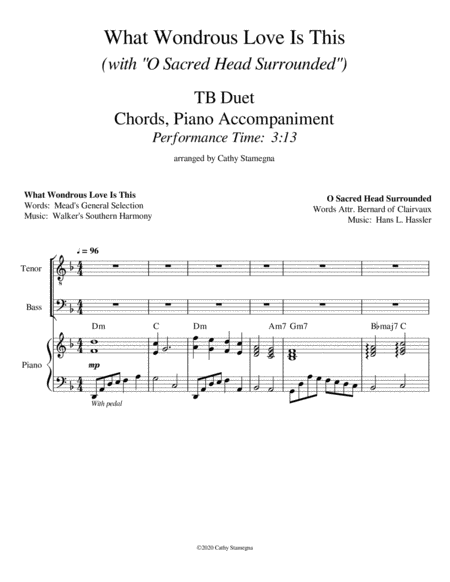 What Wondrous Love Is This With O Sacred Head Surrounded Tb Duet Chords Piano Accompaniment Page 2