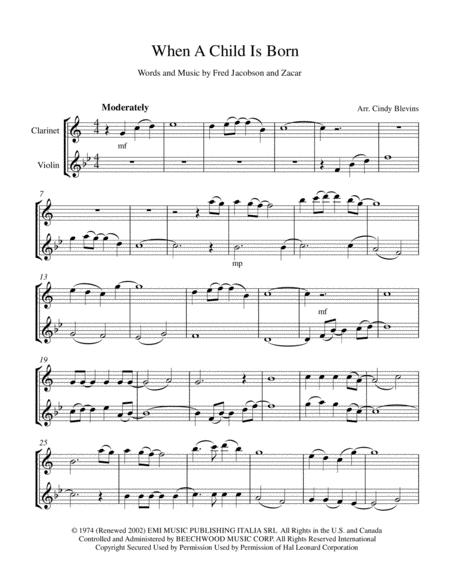 When A Child Is Born Clarinet And Violin Page 2