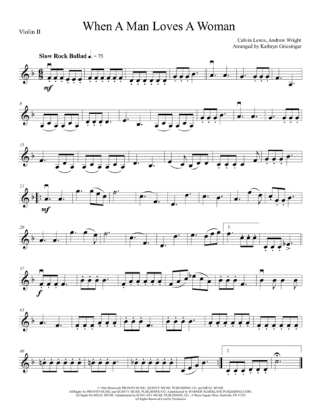 When A Man Loves A Woman String Quartet Page 2