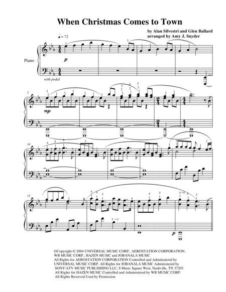 When Christmas Comes To Town Piano Solo Page 2