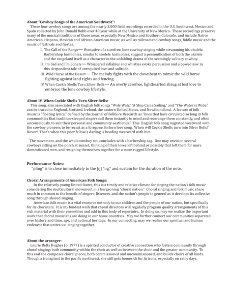 When Cockle Shells Turn Silver Bells From Cowboy Songs Of The American Southwest Ttbb Page 2