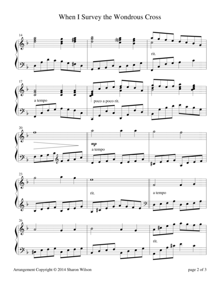 When I Survey The Wondrous Cross Piano Solo Page 2