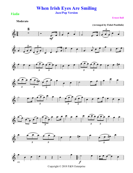 When Irish Eyes Are Smiling For Violin With Background Track Jazz Pop Version Page 2