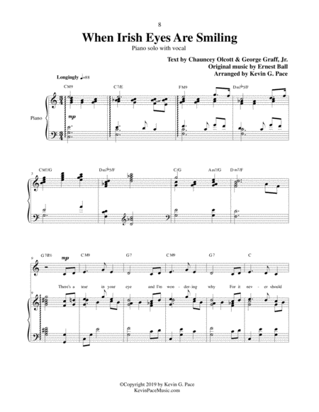 When Irish Eyes Are Smiling Piano Solo Includes Vocals And Chords Page 2