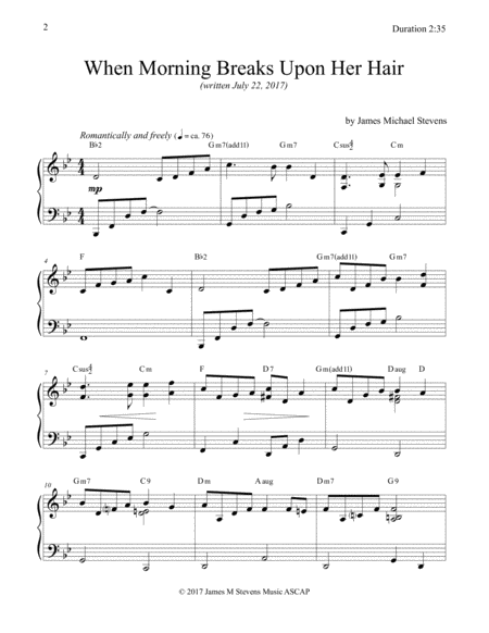 When Morning Breaks Upon Her Hair Romantic Piano Page 2