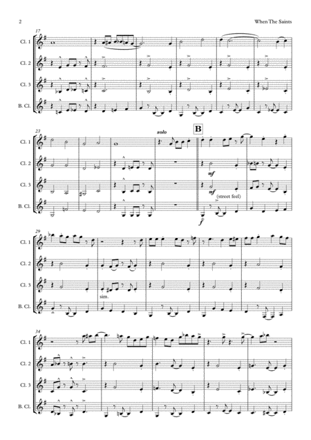 When The Saints Go Marching In Clarinet Quartet Page 2