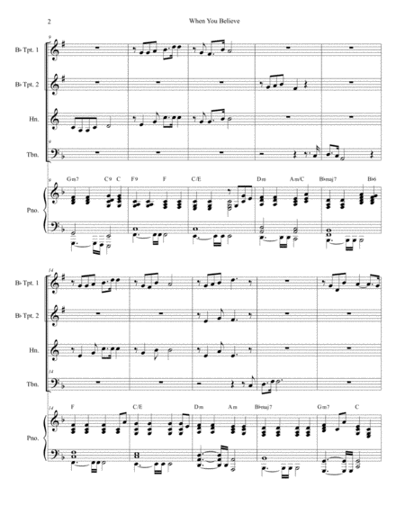When You Believe From The Prince Of Egypt For Brass Quartet Page 2