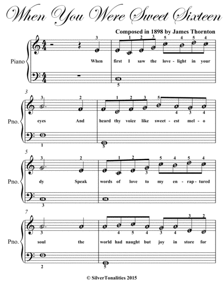 When You Were Sweet Sixteen Easiest Piano Sheet Music Page 2