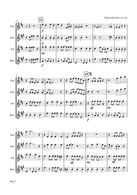 Where Did Our Love Go Saxophone Quartet Satbar Page 2