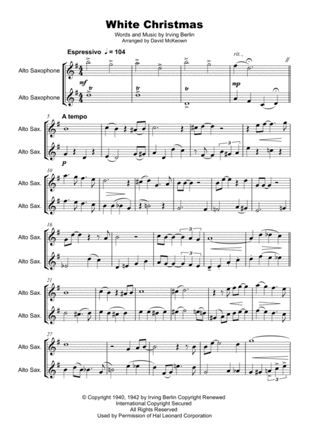 White Christmas Alto Saxophone Duet Page 2