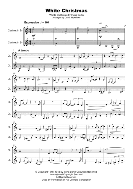 White Christmas Clarinet Duet Page 2
