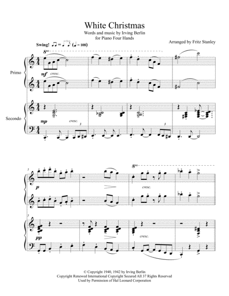 White Christmas For Piano Four Hands Page 2