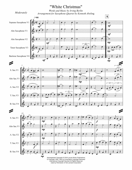 White Christmas For Saxophone Quartet Satb Or Aatb Page 2