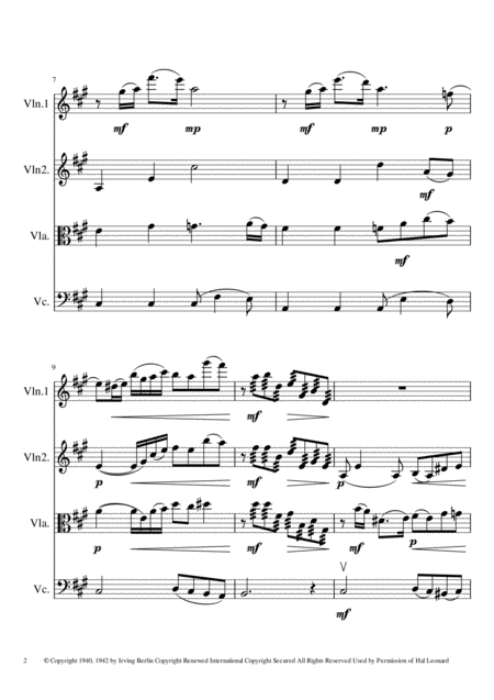 White Christmas For String Quartet Cello Lead Page 2