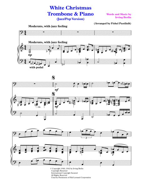 White Christmas For Trombone Piano Jazz Pop Version Page 2