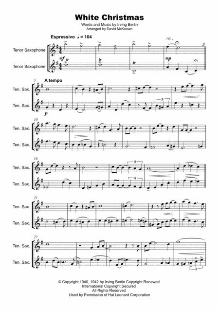 White Christmas Tenor Saxophone Duet Page 2