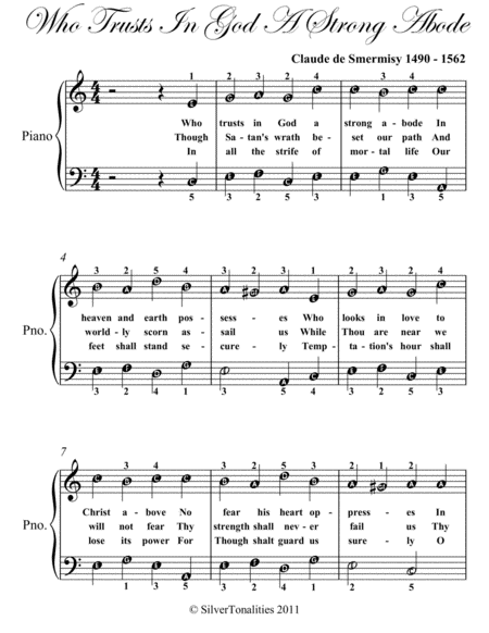 Who Trusts In God A Strong Abode Easy Piano Sheet Music Page 2