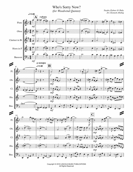 Whos Sorry Now For Woodwind Quintet Page 2